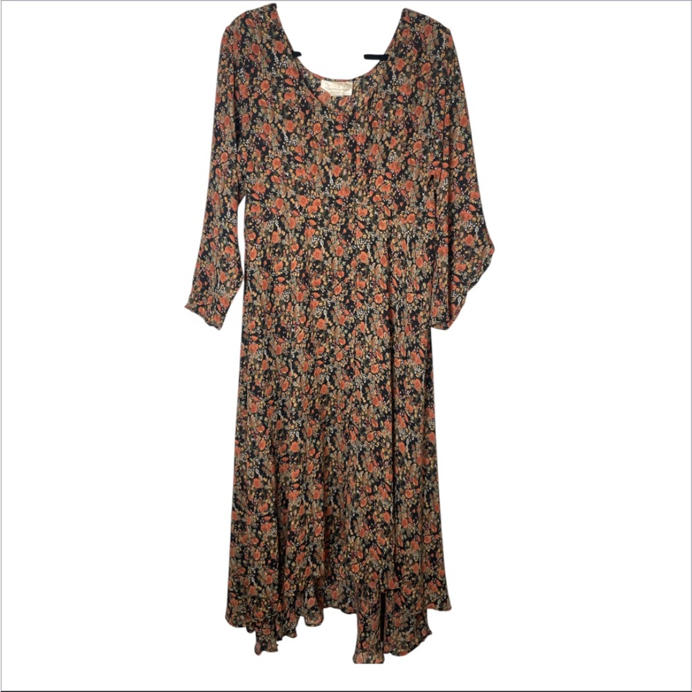 Mannequines Women’s Boho Floral Rayon Maxi Dress OS USA Cottagecore Vintage